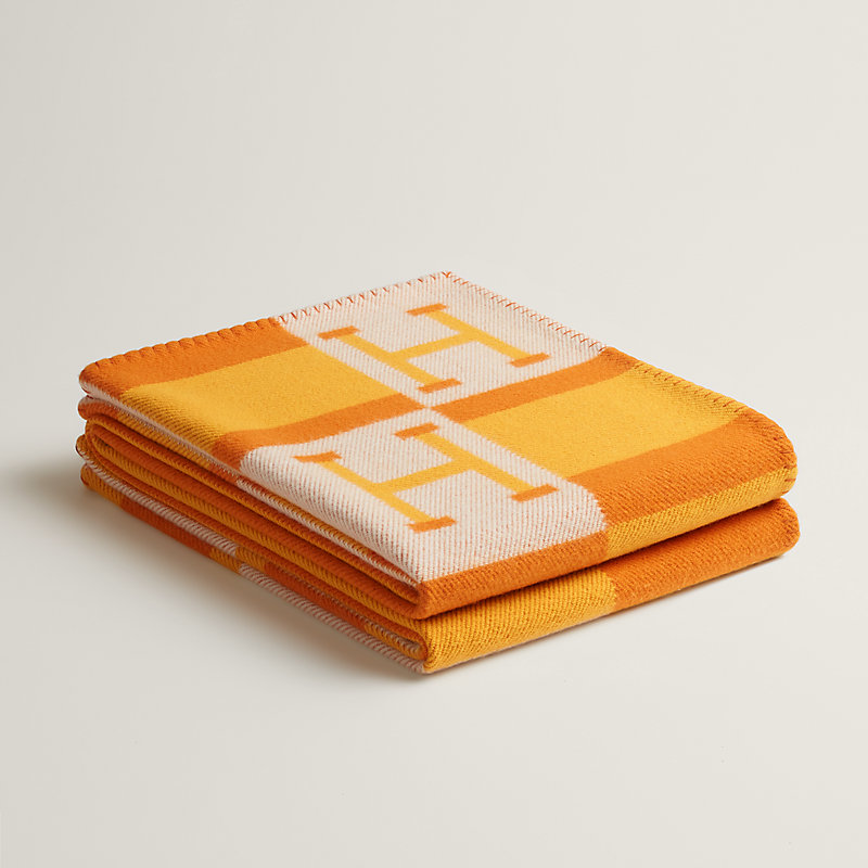 Avalon Bayadere blanket - Orange | Hermès Canada